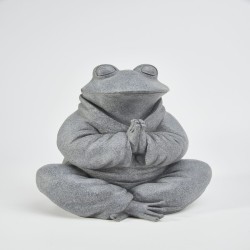 Rana Sentada de Resina Monje Gris