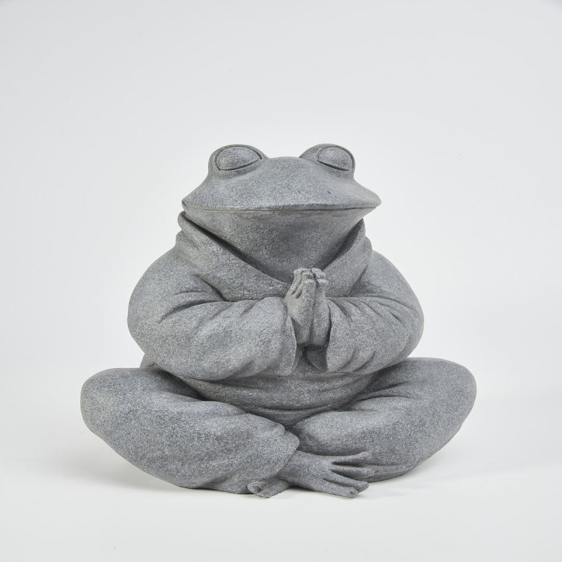 Rana Sentada de Resina Monje Gris