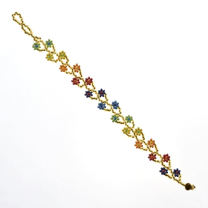 Pulsera Flores Chaquira Artesanal