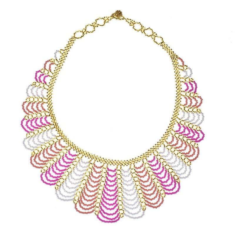Collar Tejido Flor Chaquira Artesanal
