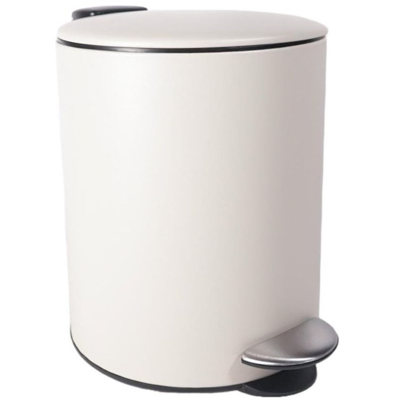 Home Nature Bote de Basura de Metal con Pedal  Color Beige 20.6*26.5*26.5 Cm