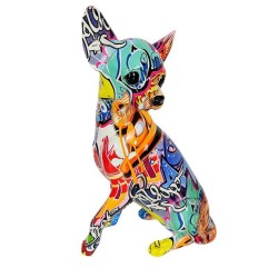 Figura Decorativa Resina Perro Chihuahua Multicolor