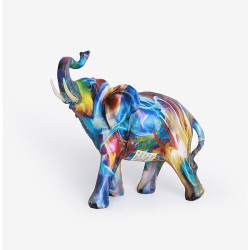 Figura Decorativa Resina Elefante Multicolor