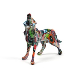 Figura Decorativa Resina Lobo Multicolor