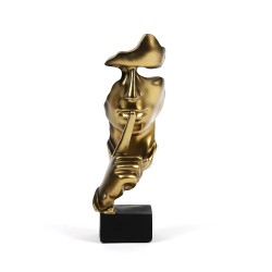 Figura Decorativa Resina Rostro Metálico