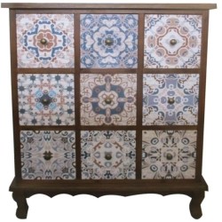 Cajonera 9 Cajones Medallion Blue Vintage Home